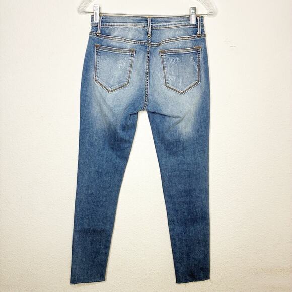 Aqua Pearl Embellished Raw Hem Skinny Jeans 26 - Picture 6 of 8